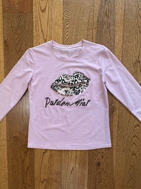 Long-Sleeve Pink Graphic Top